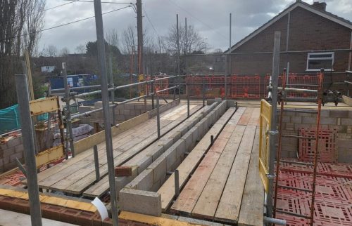 Internal scaffold on a housing project, Lee Street, RH6