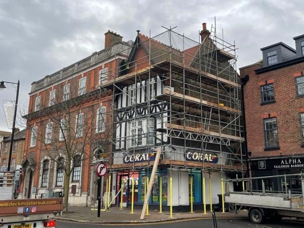 Scaffolds for roofing works, Esher